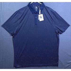 NEW Graham Luxe Golf Polo 2XL Navy Depths Geometric Performance SS Lennox GL1021